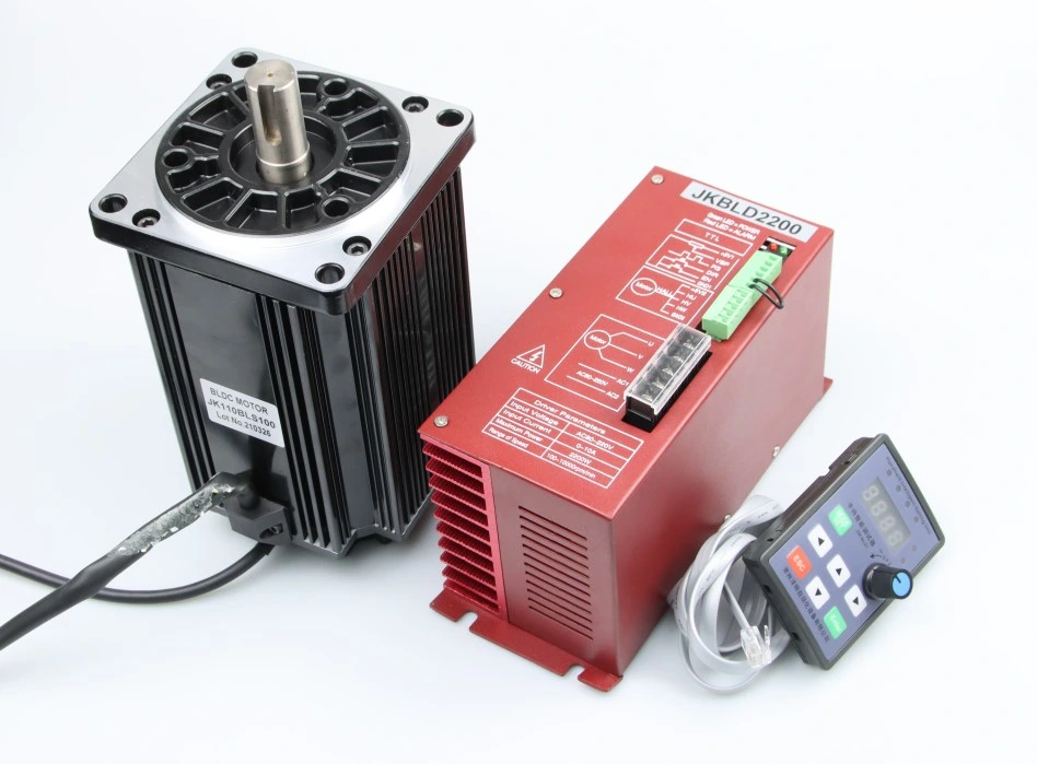 2kw 3 Phase NEMA42 BLDC Motor 110mm, Rated Torque 6.6nm, Brushless DC Driver Jkbld2200 and External Display Board